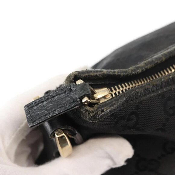 GUCCI GG Canvas Abbey Shoulder Bag Black Gold - Picture 8 of 16